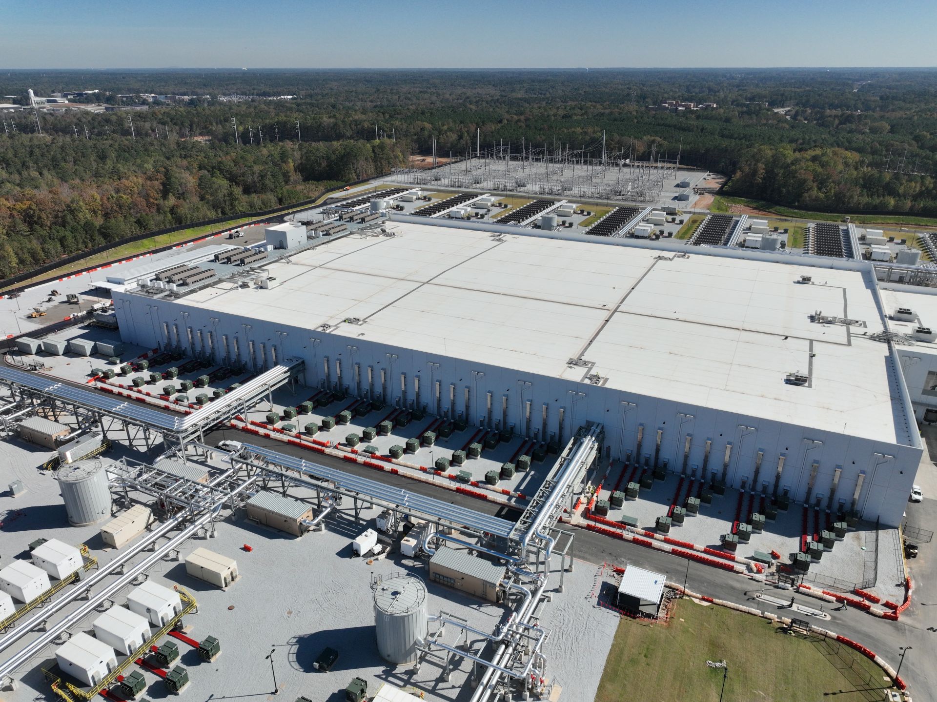 Aerial view of a data centre campus